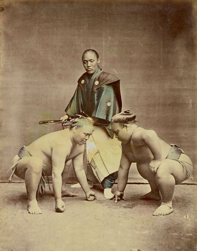 Sumo Wrestlers, c.1880 by Kusakabe Kimbei